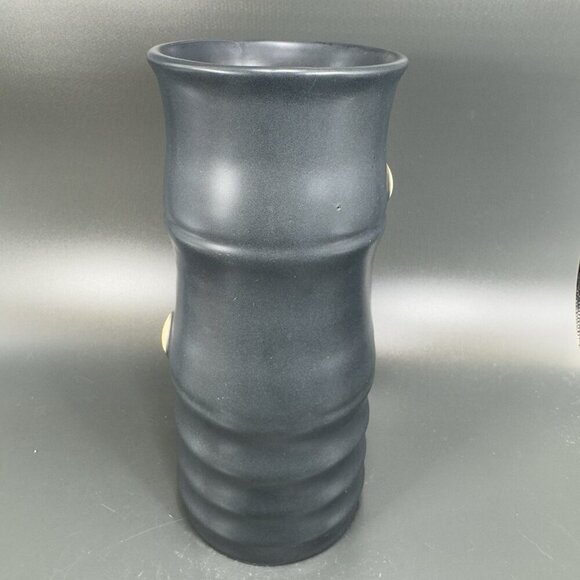 Vintage Hand Made Pottery Vase Vessel Black Glazed With Texture Knobs Signed CCI - Picture 13 of 15